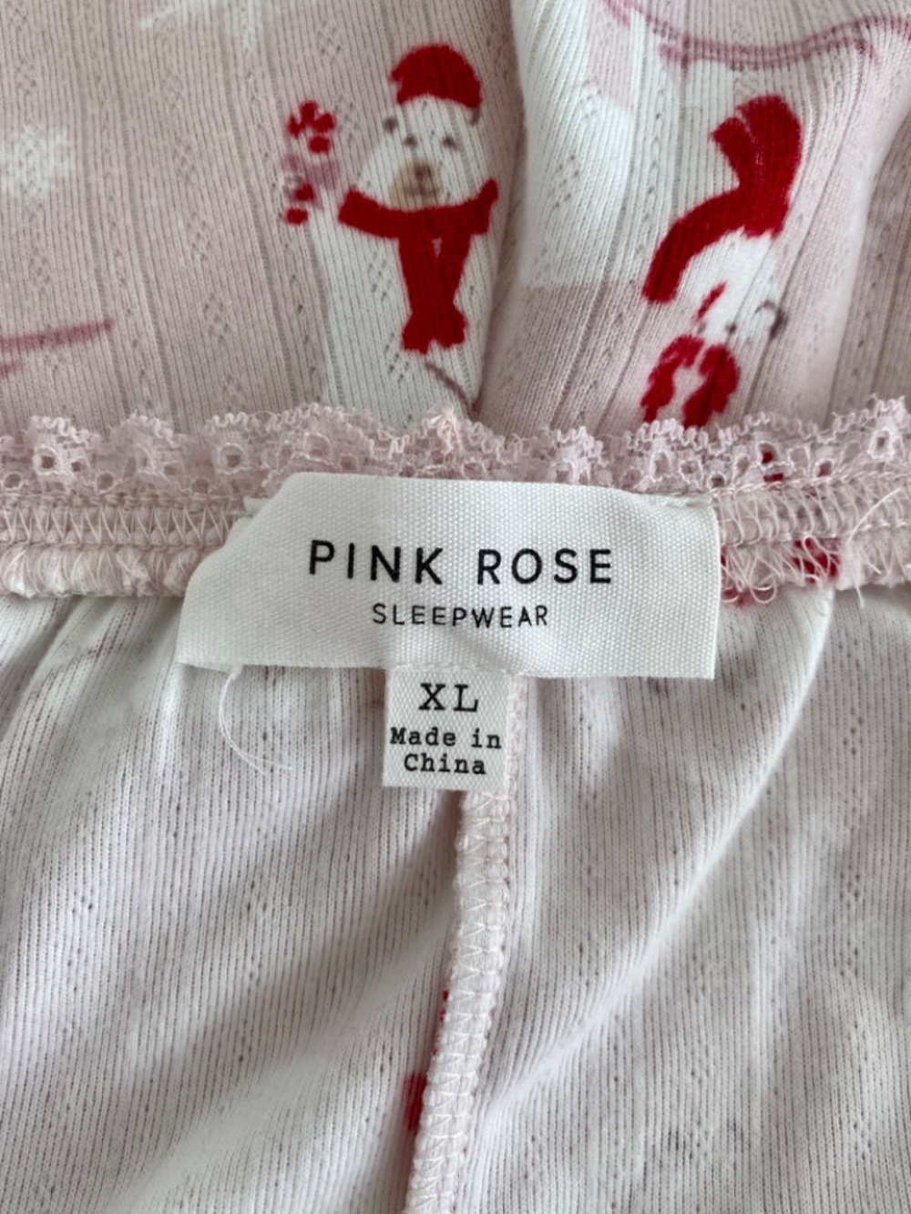 Pink Rose Sleepwear Polar Bear Holiday Lace Trim Sleep Shorts NWT - Picture 7 of 9
